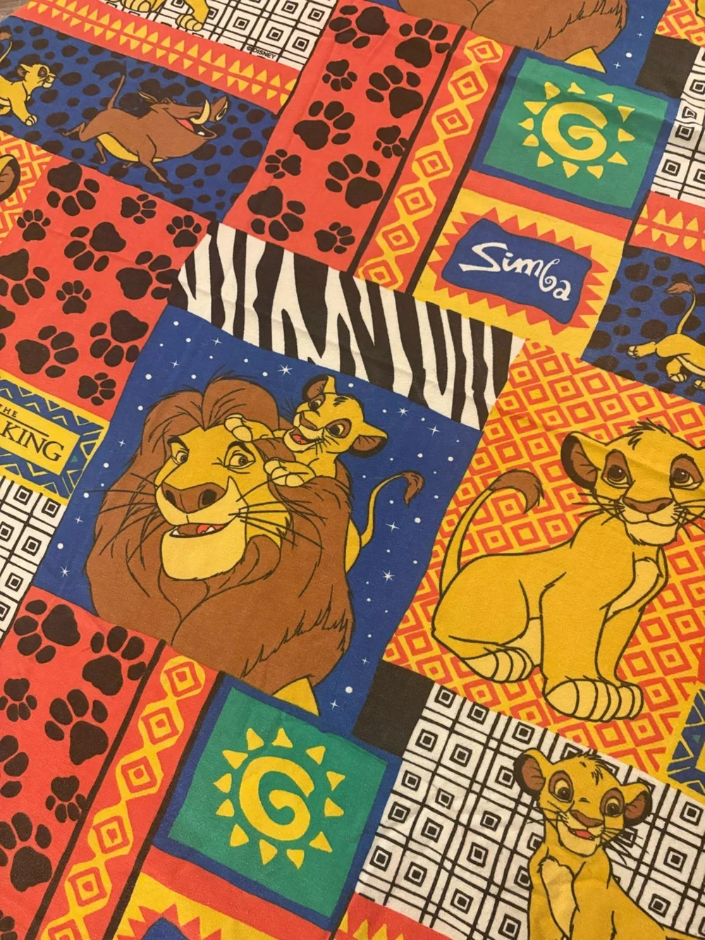 Vintage Disney Lion King Twin Flat Sheet 100% Cotton Simba 90s